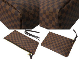 極美品 LOUIS VUITTON ルイヴィトン ネヴァーフル MM トートバッグ N40599 ダミエ エベヌ キャンバス レザー ゴールド金具 中古 65569