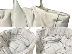 BOTTEGAVENETA ボッテガヴェネタ パデッド BV スカッシュ トートバッグ 629194 カーフレザー ホワイト 美品 中古 65575