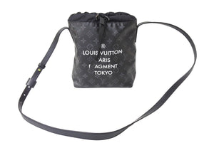 極美品 LOUIS VUITTON ルイヴィトン モノグラムエクリプスフラグメント ナノバッグ ショルダーバッグ M43418 ブラック 中古 65583