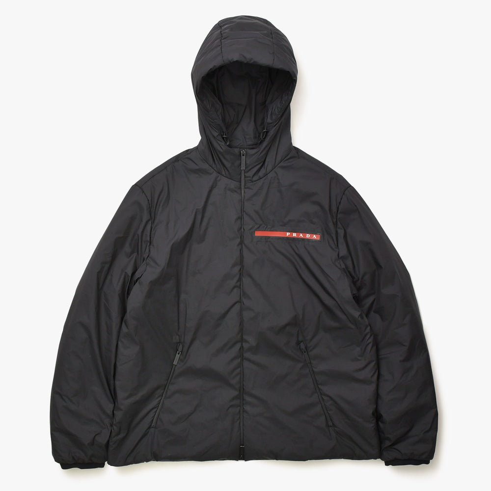 PRADA プラダ ライトポリエステル パデッド ジャケット SGB296 XLサイズ ブラック リネアロッサ アウター 美品 中古 4a006560