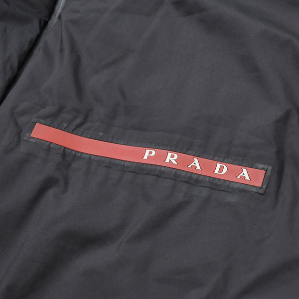PRADA プラダ ライトポリエステル パデッド ジャケット SGB296 XLサイズ ブラック リネアロッサ アウター 美品 中古 4a006560