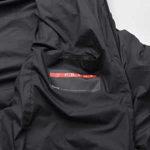 PRADA プラダ ライトポリエステル パデッド ジャケット SGB296 XLサイズ ブラック リネアロッサ アウター 美品 中古 4a006560