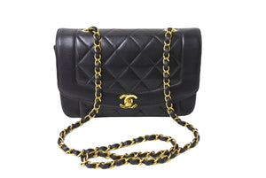 CHANEL シャネル シングルフラップ ダイアナマトラッセ22 ショルダーバッグ 3番台 A05289 ラムスキン 美品 中古 65600