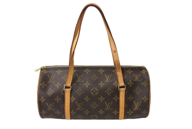 LOUIS VUITTON ルイヴィトン ハンドバック パピヨン30 筒型 モノグラム M51385 ゴールド金具 ブラウン 美品 中古 65622