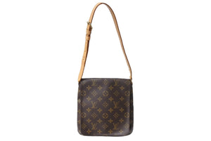 LOUIS VUITTON ルイヴィトン モノグラム ミュゼットサルサ ショルダーバッグ M51258 ブラウン PVC ヌメ革 ゴールド金具 美品 中古 65623