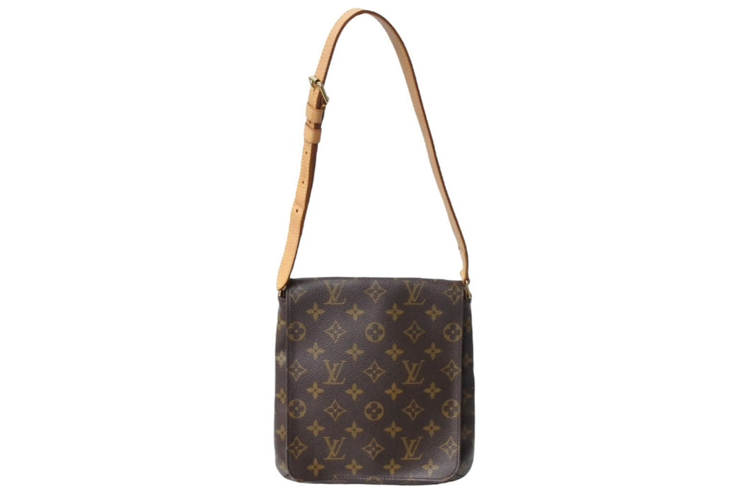 LOUIS VUITTON ルイヴィトン モノグラム ミュゼットサルサ ショルダーバッグ M51258 ブラウン PVC ヌメ革 ゴールド金具 美品 中古 65623