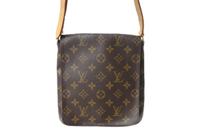 LOUIS VUITTON ルイヴィトン モノグラム ミュゼットサルサ ショルダーバッグ M51258 ブラウン PVC ヌメ革 ゴールド金具 美品 中古 65623