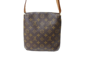 LOUIS VUITTON ルイヴィトン モノグラム ミュゼットサルサ ショルダーバッグ M51258 ブラウン PVC ヌメ革 ゴールド金具 美品 中古 65623