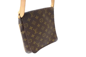 LOUIS VUITTON ルイヴィトン モノグラム ミュゼットサルサ ショルダーバッグ M51258 ブラウン PVC ヌメ革 ゴールド金具 美品 中古 65623