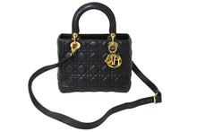 Load image into Gallery viewer, Christian Dior クリスチャンディオール レディディオール カナージュ ハンドバッグ CAL44550 ラムスキン ブラック 美品 中古 65631