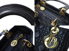 Load image into Gallery viewer, Christian Dior クリスチャンディオール レディディオール カナージュ ハンドバッグ CAL44550 ラムスキン ブラック 美品 中古 65631
