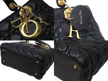 Load image into Gallery viewer, Christian Dior クリスチャンディオール レディディオール カナージュ ハンドバッグ CAL44550 ラムスキン ブラック 美品 中古 65631