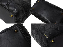 Load image into Gallery viewer, Christian Dior クリスチャンディオール レディディオール カナージュ ハンドバッグ CAL44550 ラムスキン ブラック 美品 中古 65631