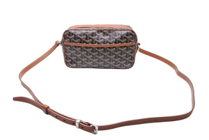 GOYARD ゴヤール カップヴェールPMバッグ ショルダーバッグ CAPVE2PMLTY01CL01P ブラウン PVC レザー シルバー金具 美品 中古 65648