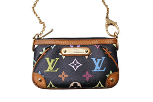 LouisVuitton ルイヴィトン ポシェット ミラPM アクセサリーポーチ M60099 AA0039 ブラック マルチカラー 美品 中古 65650