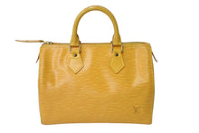 画像をギャラリービューアに読み込む, Louis Vuitton ルイヴィトン スピーディ25 ボストンバッグ M43019 エピレザー イエロー ゴールド金具 良品 中古 65672