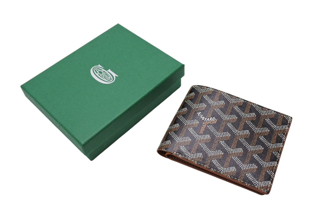 未使用品 GOYARD ゴヤール ヴィクトワール ウォレット 二つ折り財布 VICTO8PMLTY01CL03X ブラック ブラウン PVC 中古 65687