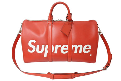 LOUIS VUITTON SUPREME シュプリームルイヴィトン キーポル バンドリエール45 ボストンバッグ M53419 エピ レッド 美品 中古 65689