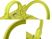 画像をギャラリービューアに読み込む, 新品同様 LouisVuitton ルイヴィトン キーポル50 ネオンイエローメッシュ M55380 ナイロン カーフ イエロー シルバー 中古 65696