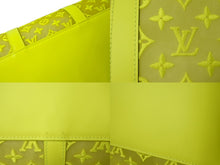 画像をギャラリービューアに読み込む, 新品同様 LouisVuitton ルイヴィトン キーポル50 ネオンイエローメッシュ M55380 ナイロン カーフ イエロー シルバー 中古 65696