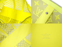 画像をギャラリービューアに読み込む, 新品同様 LouisVuitton ルイヴィトン キーポル50 ネオンイエローメッシュ M55380 ナイロン カーフ イエロー シルバー 中古 65696