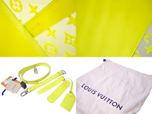 画像をギャラリービューアに読み込む, 新品同様 LouisVuitton ルイヴィトン キーポル50 ネオンイエローメッシュ M55380 ナイロン カーフ イエロー シルバー 中古 65696