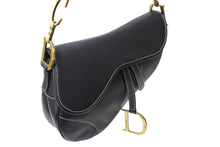 Load image into Gallery viewer, ChristianDior クリスチャンディオール サドルバッグ ワンショルダーバッグ RU0032 ネイビー レザー ゴールド金具 美品 中古 65711