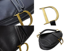 Load image into Gallery viewer, ChristianDior クリスチャンディオール サドルバッグ ワンショルダーバッグ RU0032 ネイビー レザー ゴールド金具 美品 中古 65711