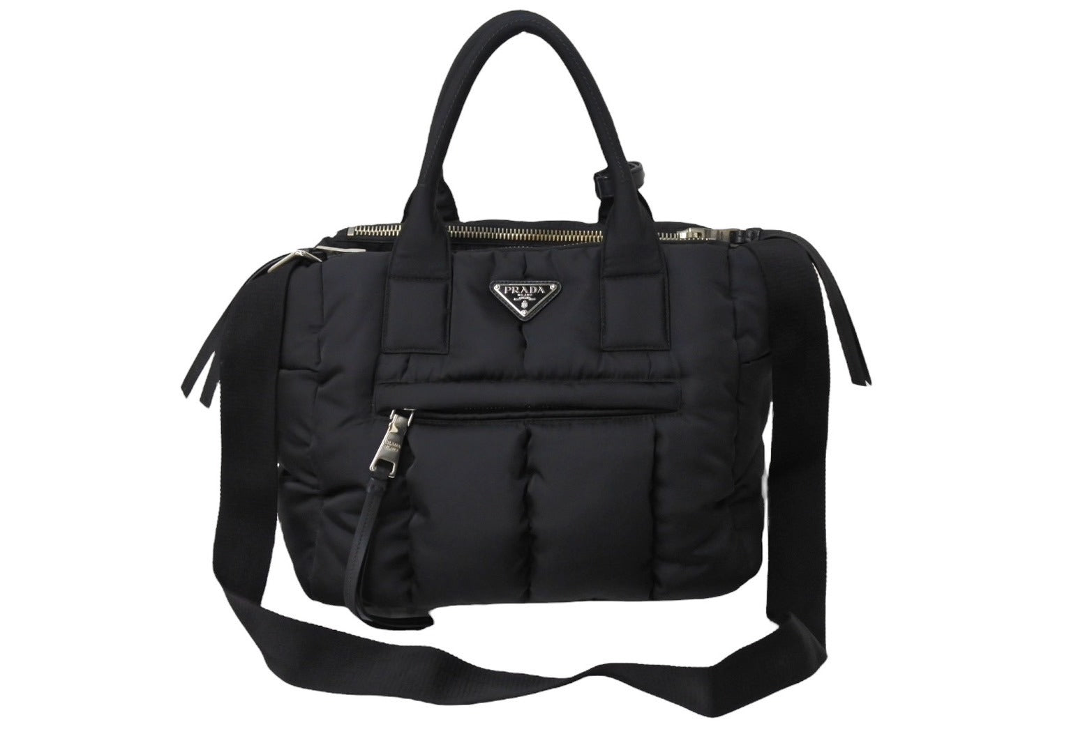 PRADA プラダ テスート ボンバー ハンドバッグ ショルダーバッグ 2WAY ナイロン BN2632 ブラック シルバー金具 美品 中古  65724 – Casanova Vintage