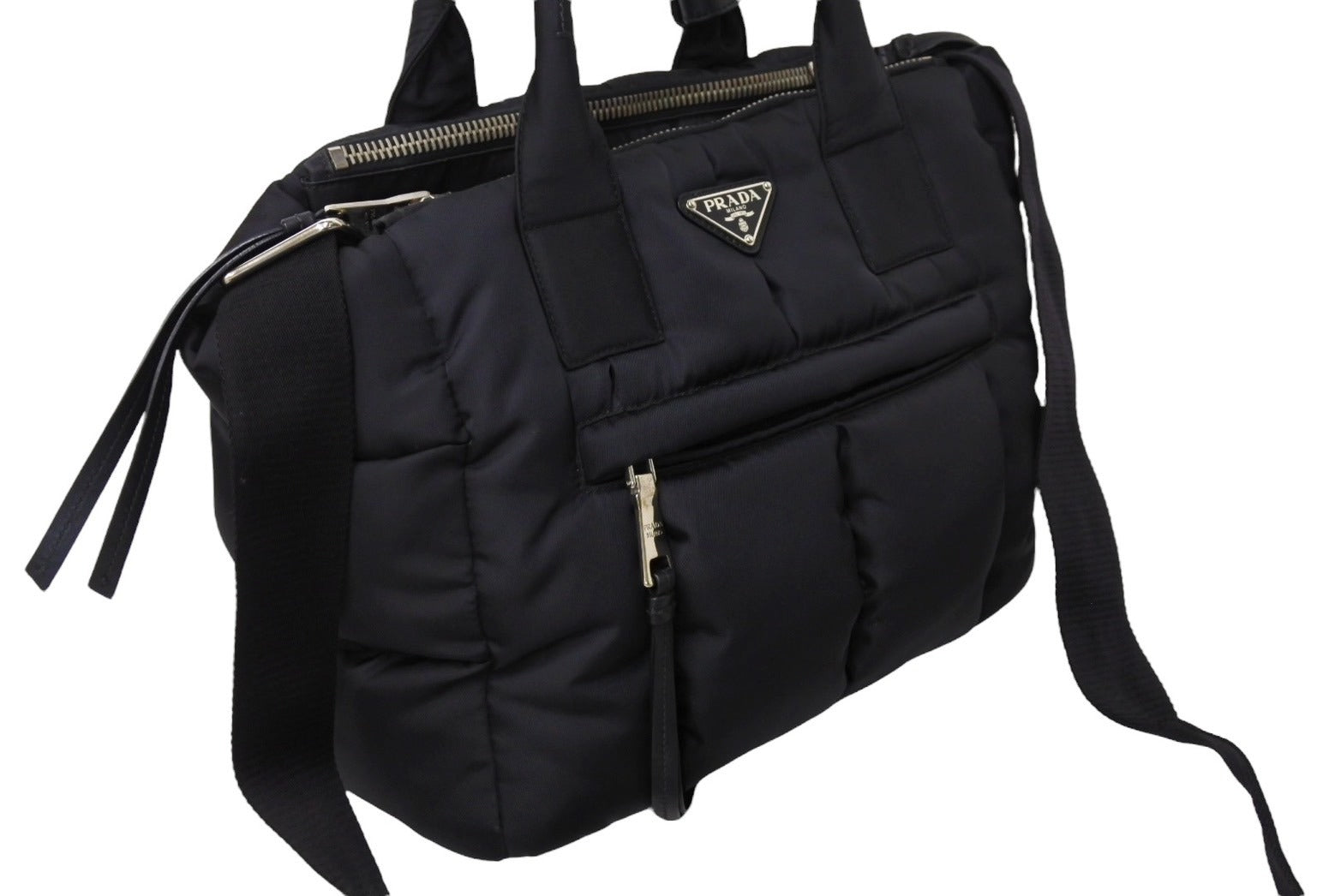 PRADA プラダ テスート ボンバー ハンドバッグ ショルダーバッグ 2WAY ナイロン BN2632 ブラック シルバー金具 美品 中古  65724 – Casanova Vintage