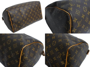 LOUIS VUITTON ルイヴィトン スピーディ30 ハンドバッグ M41526 モノグラム PVC レザー ゴールド金具 ブラウン 美品 中古 65731