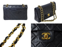 画像をギャラリービューアに読み込む, CHANEL シャネル チェーンショルダーバッグ マトラッセ23 Wフラップ ラムスキン 1番台 ブラック ゴールド 美品 中古 65737