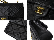 画像をギャラリービューアに読み込む, CHANEL シャネル チェーンショルダーバッグ マトラッセ23 Wフラップ ラムスキン 1番台 ブラック ゴールド 美品 中古 65737