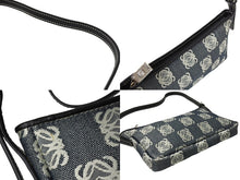 画像をギャラリービューアに読み込む, 極美品 LOEWE ロエベ アナグラム ハンドバッグ ワンショルダーバッグ ポーチ キャンバス シルバー金具 グレー 中古 65747