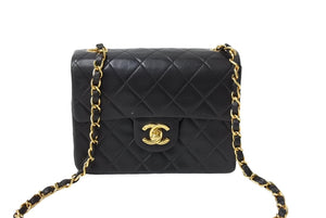 CHANEL シャネル チェーンショルダーバッグ ココマーク マトラッセ ラムスキン 4番台 1997年 ブラック ゴールド 美品 中古 65748