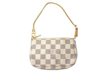 画像をギャラリービューアに読み込む, LOUIS VUITTON ルイヴィトン ポーチ N58010 ミニポシェットアクセソワール ダミエアズール ホワイト ゴールド金具 美品 中古 65750