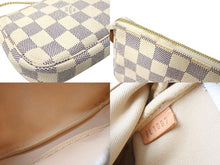 画像をギャラリービューアに読み込む, LOUIS VUITTON ルイヴィトン ポーチ N58010 ミニポシェットアクセソワール ダミエアズール ホワイト ゴールド金具 美品 中古 65750