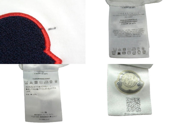 MONCLER モンクレール 長袖Ｔシャツ ワッペン トップス コットン サイズなし E10918040600 ホワイト 良品 中古 65766