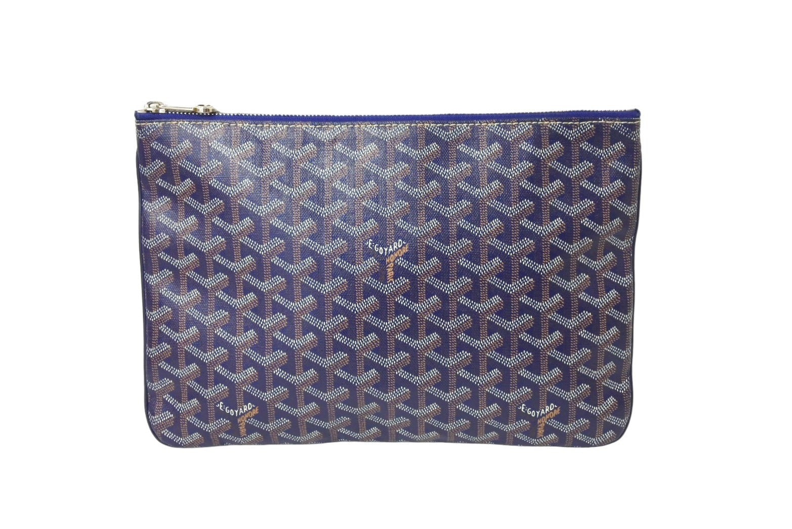 Goyard ゴヤール セナPM クラッチバッグ フランス製 ゴヤールディンキャンバス シュヴロッシュカーフスキン ブルー 美品 中古 65776 –  Casanova Vintage