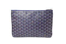 Load image into Gallery viewer, Goyard ゴヤール セナPM クラッチバッグ フランス製 ゴヤールディンキャンバス シュヴロッシュカーフスキン ブルー 美品 中古 65776