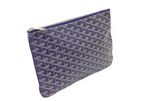 Load image into Gallery viewer, Goyard ゴヤール セナPM クラッチバッグ フランス製 ゴヤールディンキャンバス シュヴロッシュカーフスキン ブルー 美品 中古 65776