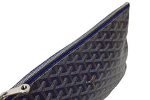 Load image into Gallery viewer, Goyard ゴヤール セナPM クラッチバッグ フランス製 ゴヤールディンキャンバス シュヴロッシュカーフスキン ブルー 美品 中古 65776