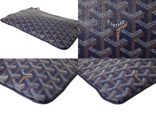 Load image into Gallery viewer, Goyard ゴヤール セナPM クラッチバッグ フランス製 ゴヤールディンキャンバス シュヴロッシュカーフスキン ブルー 美品 中古 65776