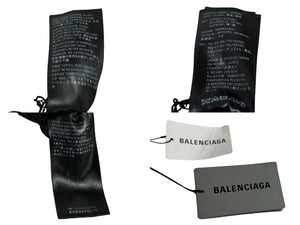 新品未使用品 BALENCIAGA バレンシアガ 657610 ロゴ刺繍 デストロイ加工 オーバーサイズデニムシャツ サイズXS ブラック 中古 65813