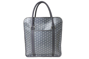 極美品 GOYARD ゴヤール ブルゴーニュ ハンドバッグ グレー PVC BOURGOMMLTY51CL51P シルバー金具 中古 65826