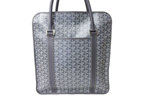 極美品 GOYARD ゴヤール ブルゴーニュ ハンドバッグ グレー PVC BOURGOMMLTY51CL51P シルバー金具 中古 65826