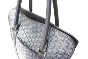 極美品 GOYARD ゴヤール ブルゴーニュ ハンドバッグ グレー PVC BOURGOMMLTY51CL51P シルバー金具 中古 65826