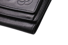 画像をギャラリービューアに読み込む, CHANEL シャネル 3つ折り財布 カメリア コンパクト 13番台 型番なし レザー シルバー金具 ブラック 美品 中古 65828