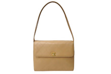 Load image into Gallery viewer, 極美品 CHANEL シャネル ワンショルダーバッグ 5番台 ワイルドステッチ ココマーク レザー ベージュ ゴールド金具 中古 65833