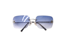 Load image into Gallery viewer, CHANEL シャネル サングラス ココマーク ラインストーン 4017-D シルバー金具 サイズ62□17 120 ブルー 美品 中古 65835